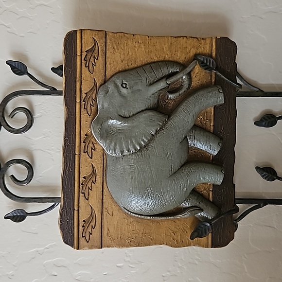 Metal Wall Art with Elephant Plaques - Picture 2 of 4